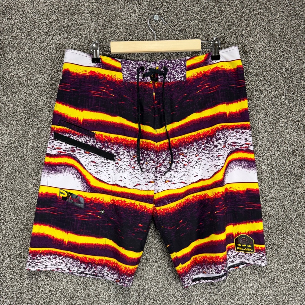 Pelagic 4TEK Board Shorts Mens 34/12 Multicolor High Performance Offshore Gear‎